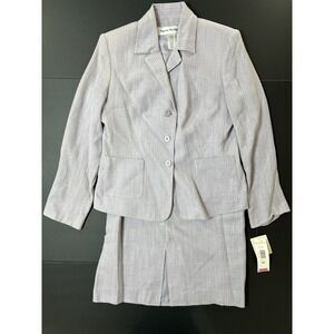 Rena Rowan Skirt Suit Linen‎ 2pc Women's 10 Purple NWT Business Formal Preppy